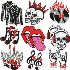 Wholesale Xiao Tian Music Skull Embroidered Cloth Sticker Jacket Clothes Decoration Guitar Notes Patch Sticker Mouth Embroidered Zhang Zi