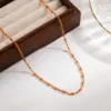 Wholesale Casual Vacation Round Stainless Steel Enamel 18k Gold Plated Necklace