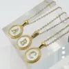 Wholesale Simple Style Letter Stainless Steel Inlay Shell Pendant Necklace