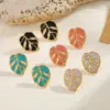 Wholesale Stainless Steel 18K Gold Plated Irregular Leaf Oil Drop Earrings Fashionable Casual Elegant Cute Novelty Design For All Seasons