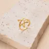 Wholesale PVD Coated Pentagram Heart Shape Butterfly 304 Stainless Steel Retro Waterproof Non Tarnish Open Ring