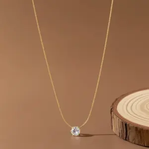 X0203-Six Claw Single Diamond-Necklace- Gold