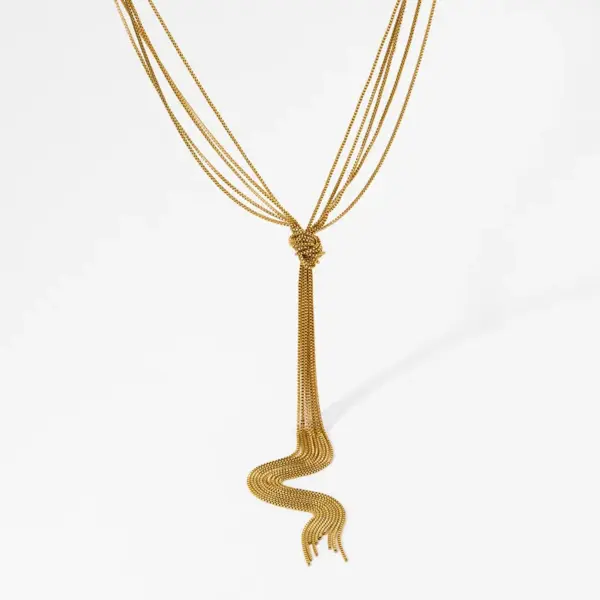 Wholesale PVD Coated Real Gold Plated 16K Gold White Gold Plated Geometric 304 Stainless Steel Exaggerated Modern Style Waterproof Non Tarnish 304 Stainless Steel Sweater Chain