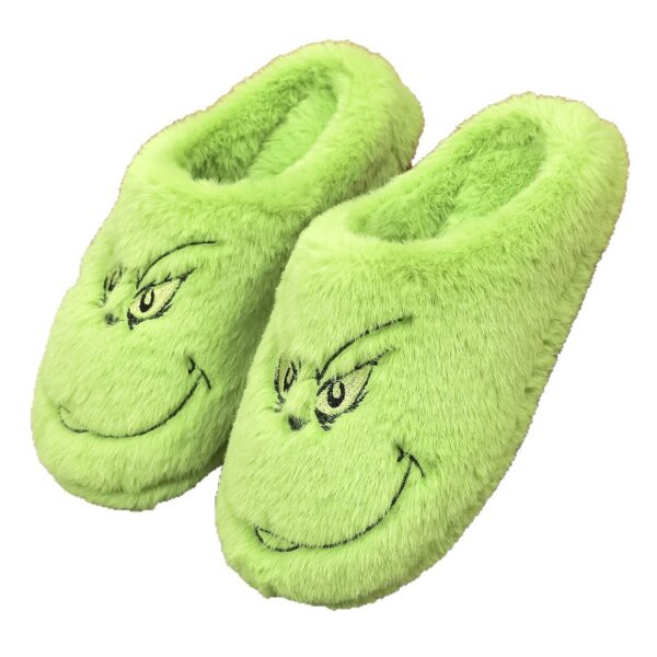 Wholesale New Cute Home Christmas Grinch Warm Winter Cotton Slippers for Couples Men and Women Thick-Soled Soft-Soled Shoes Thick Non-Slip