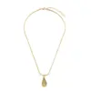 Wholesale Titanium Steel Water Drop Natural Stone Pendant 18K Gold Stainless Steel Blue Ocean Necklace Clavicle Chain Snake Bone Chain Necklace
