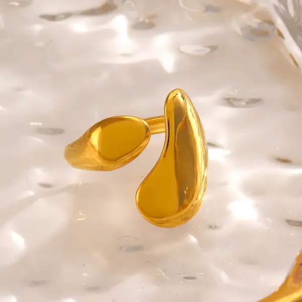 Wholesale Ion Plating (IP) 18K Gold Plated Irregular 304 Stainless Steel Simple Style IG Style Waterproof Non Tarnish Open Rings