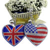 Wholesale Velvet Diamond-Encrusted National Flag Peach Heart Keychain