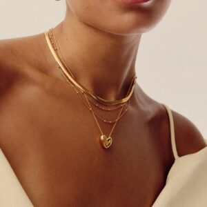 Wholesale Cross-border Snake Bone Chain Stacked Necklace Multi-layer Light Luxury Niche Irregular Love Pendant Exquisite Chain Real Gold Plating