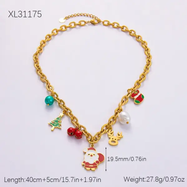 Wholesale Jewelry Christmas Classic Style Commute Christmas Tree Sled Elk 304 Stainless Steel Acrylic Artificial Pearls 18K Gold Plated Exy Plating Bracelets Earrings Necklace