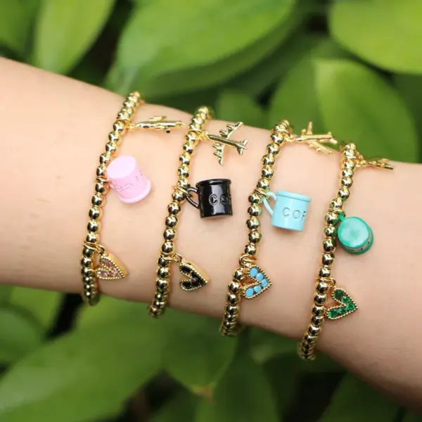 Copper Plating Geometric Artificial Gemstones Copper Bracelets