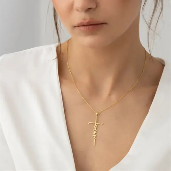 Stainless Steel Titanium Steel Simple Style Plating Hollow Out Cross Letter Pendant Necklace