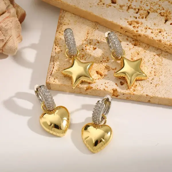 1 Pair Elegant Formal Romantic Star Heart Shape Plating Inlay Brass Zircon 18K Gold Plated Drop Earrings