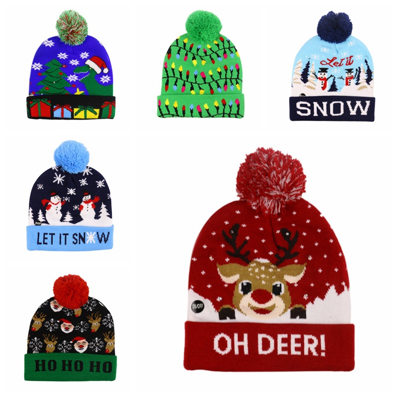 Wholesale Christmas Snowman Reindeer Christmas Tree Knit Hat
