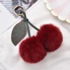 Wholesale KOOROL fur fruit Cherry fur ball keychain creative Plush Bag pendant imitation Rex rabbit fur ball accessories