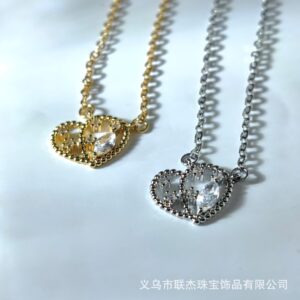 Wholesale Simple hollow love real gold plating necklace Ins style fashion small and exquisite cross-border explosions factory direct sales