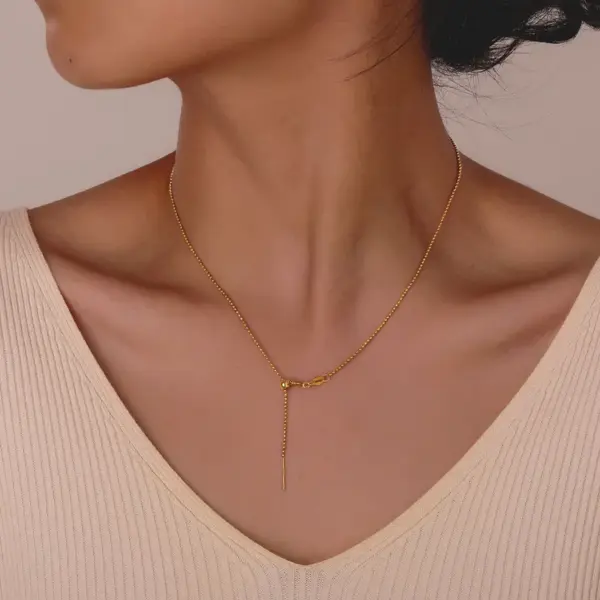 Wholesale PVD Coated Real Gold Plated 18K Gold Solid Color 201 Stainless Steel Elegant Streetwear IG Style Waterproof Non Tarnish 201 Stainless Steel Necklace