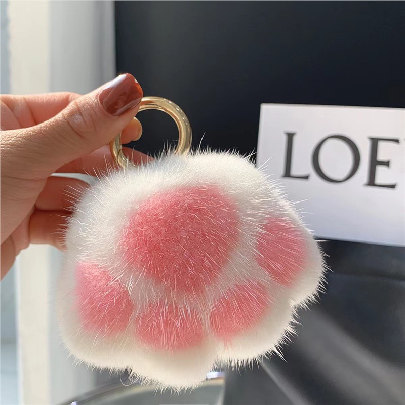 Wholesale Ready Stock Cat Claw Plush Pendant Girl Heart School Bag Pendant Cute Cat Keychain Pendant Girl Small Gift
