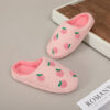 Wholesale Cross-Border Cute Pink Girly Peach Cartoon Home Cotton Slippers Warm Soft Bottom Silent Plush Slippers