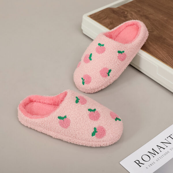 Wholesale Cross-Border Cute Pink Girly Peach Cartoon Home Cotton Slippers Warm Soft Bottom Silent Plush Slippers