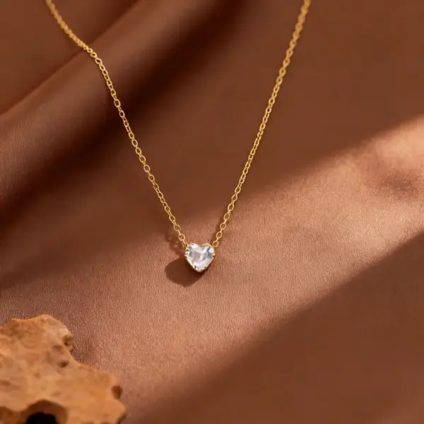 Wholesale Fashionable Mini Heart Shaped Diamond Necklace For Women Elegant Simple Stylish Versatile High Quality Choker Trendy Jewelry Accessory