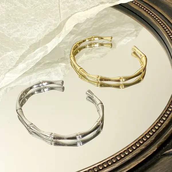 Wholesale Copper 18K Gold Plated Lady Inlay Geometric Zircon Bangle