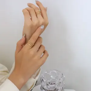 A369-Golden Three-Layer Hollow Ring Opening Adjustable / No. 7 Opening Adjustable