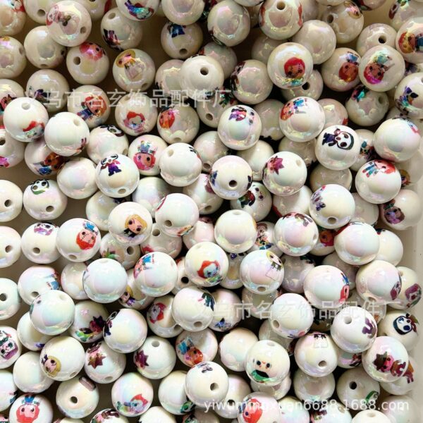 Wholesale Printed Christmas beads cartoon beads