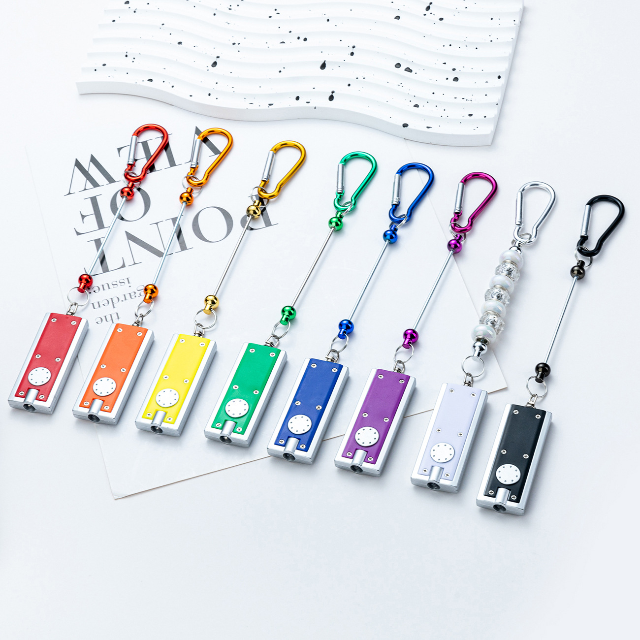 Wholesale DIY Beaded LED Carabiner Light, Square LED Mini Flashlight, rtable Flashlight, Outdoor Camping Lighting