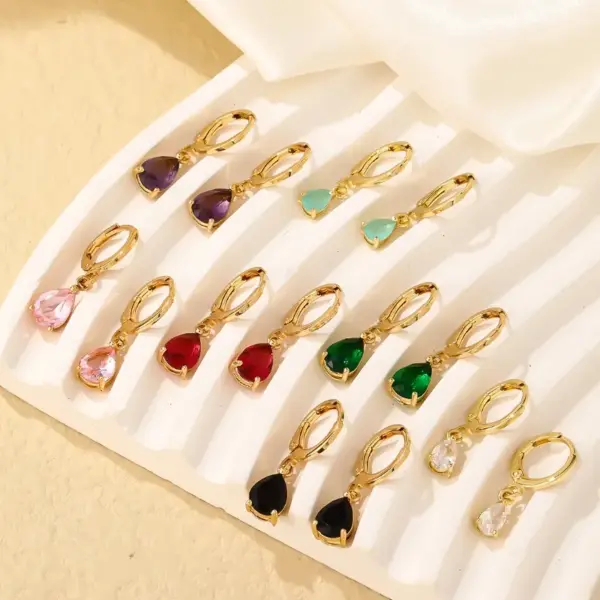 Wholesale 1 Pair Casual Vintage Style Simple Style Water Droplets Plating Inlay 304 Stainless Steel Copper Zircon Gold Plated Drop Earrings