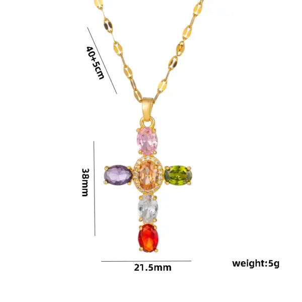Wholesale Ig Style Simple Style Cross Titanium Steel Copper Zircon Pendant Necklace In Bulk