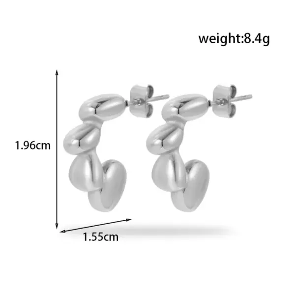PVD Coated Irregular Solid Color 304 Stainless Steel French Style Simple Style Waterproof Non Tarnish Ear Studs