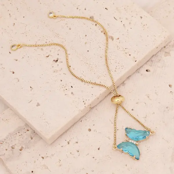 Copper 18K Gold Plated Fashion Gold Plated Inlaid Zircon Butterfly Zircon Bracelets