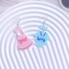 Wholesale Cross-border new blingbling pink blue clothes asymmetric acrylic earrings bow cute earrings