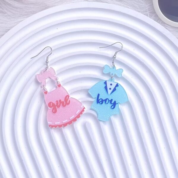 Wholesale Cross-border new blingbling pink blue clothes asymmetric acrylic earrings bow cute earrings