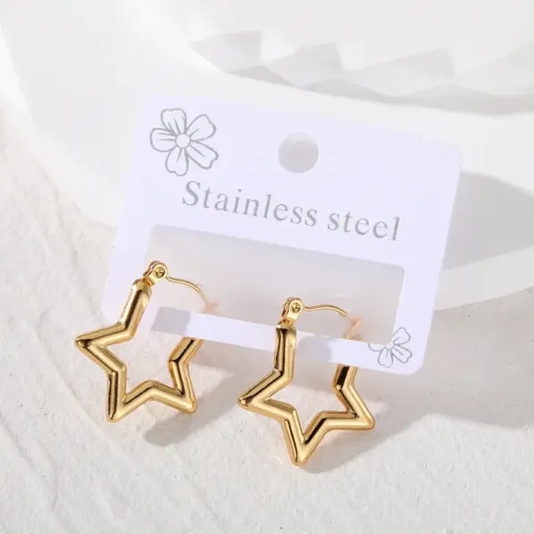 1 Pair Vintage Style Simple Style Classic Style Pentagram Heart Shape Rectangle 201 Stainless Steel Hoop Earrings