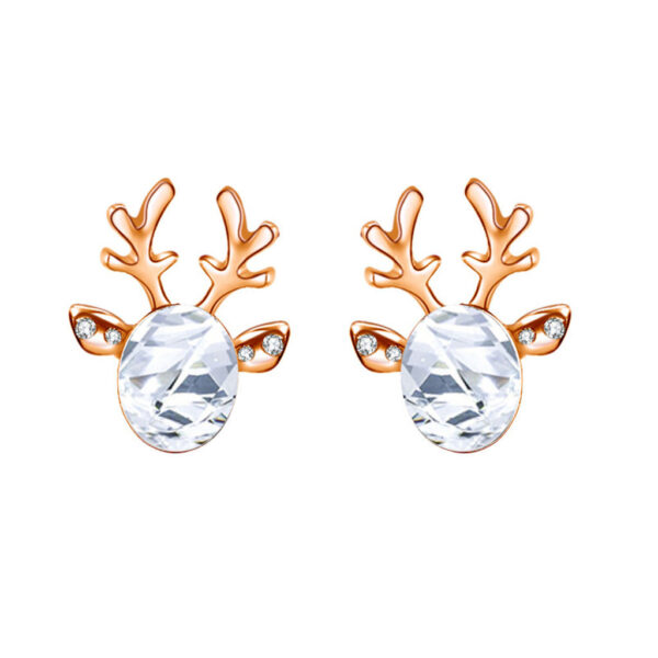 Wholesale Crystal gemstone antler earrings temperament Christmas reindeer earrings
