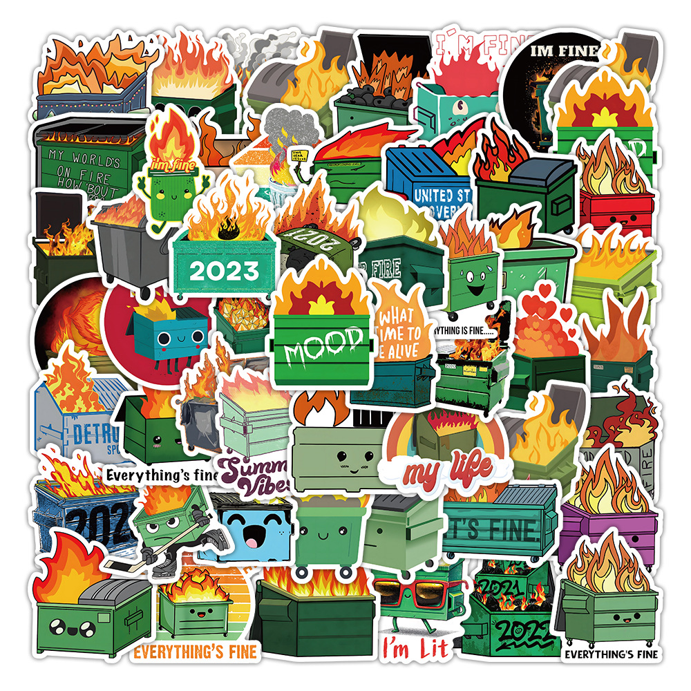 Wholesale 50 cartoon trash can fire stickers