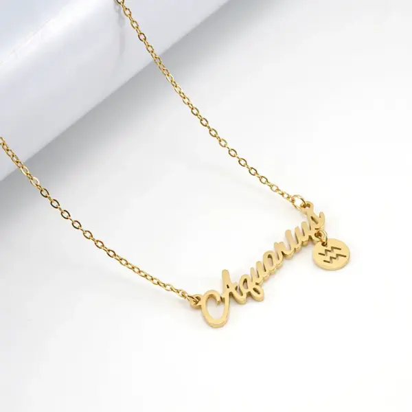 Wholesale Jewelry Fashion Letter Constellation 304 Stainless Steel 18K Gold Plated Gold Plated Stainless Steel Necklaces