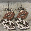 Wholesale Colorblock Western Cowboy Leopard Print Earrings