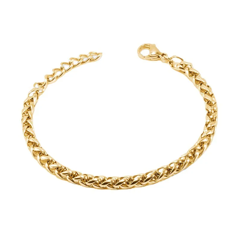 Wholesale Retro Solid Color 304 Stainless Steel 18K Gold Plated Titanium Steel Stainless Steel Bracelets In Bulk