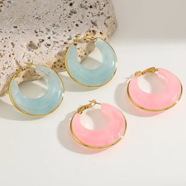 Fashionable Stainless Steel 18K Gold Plated Geometric Earrings Elegant Simple Design For Casual Daily Date Selfie Festival