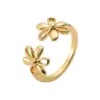 Wholesale Retro French Style Simple Style Daisy Copper 18k Gold Plated Open Rings In Bulk