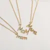 Wholesale MAMA Letter 304 Stainless Steel Copper Plating Inlay Zircon Necklace