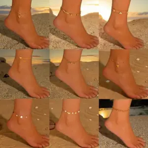 304 Stainless Steel Flower PVD Coated 18K Real Gold Plated Elegant Romantic Solid Color Waterproof Non Tarnish Plating Anklet