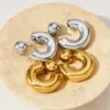 PVD Coated Real Gold Plated 16K White Plating Geometric Solid Color 304 Stainless Steel Simple Style Waterproof Non Tarnish Ear Studs