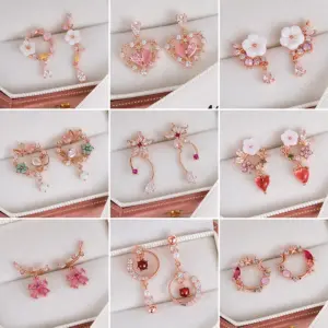 Wholesale 1 Pair Fashion Flower Inlay Copper Zircon Ear Studs