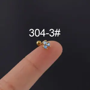 3# A Pair of Ear Clips-Golden Sea / Blue