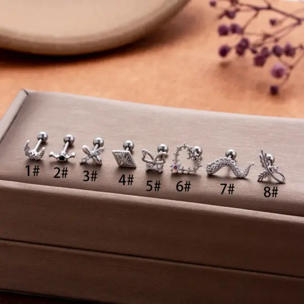 1 Piece Ear Cartilage Rings & Studs Vintage Style French Style Simple Style Moon Heart Shape Butterfly 316L Stainless Steel Copper Waterproof Non Tarnish Surgical Steel Zircon