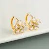 Fashion Flower Inlaid Zircon Copper Artificial Gemstones Earrings
