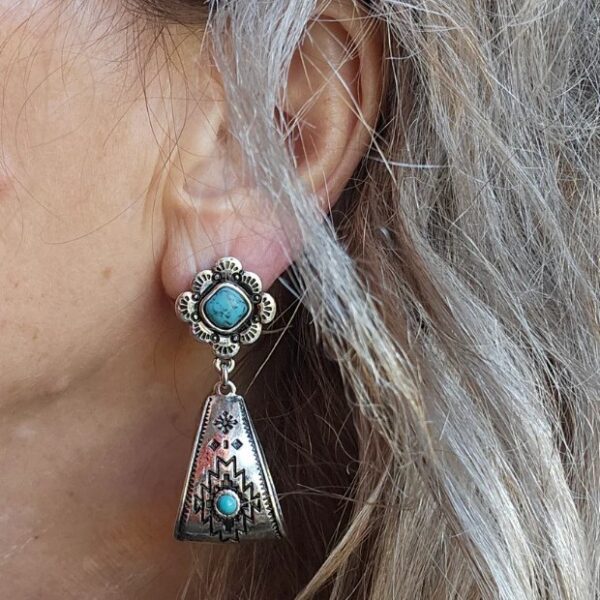 Wholesale Bohemian vintage style patchwork flower earrings